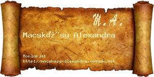 Macskásy Alexandra névjegykártya